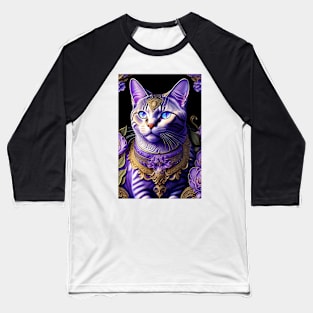 Royal Purple British Shorthair Art Baseball T-Shirt